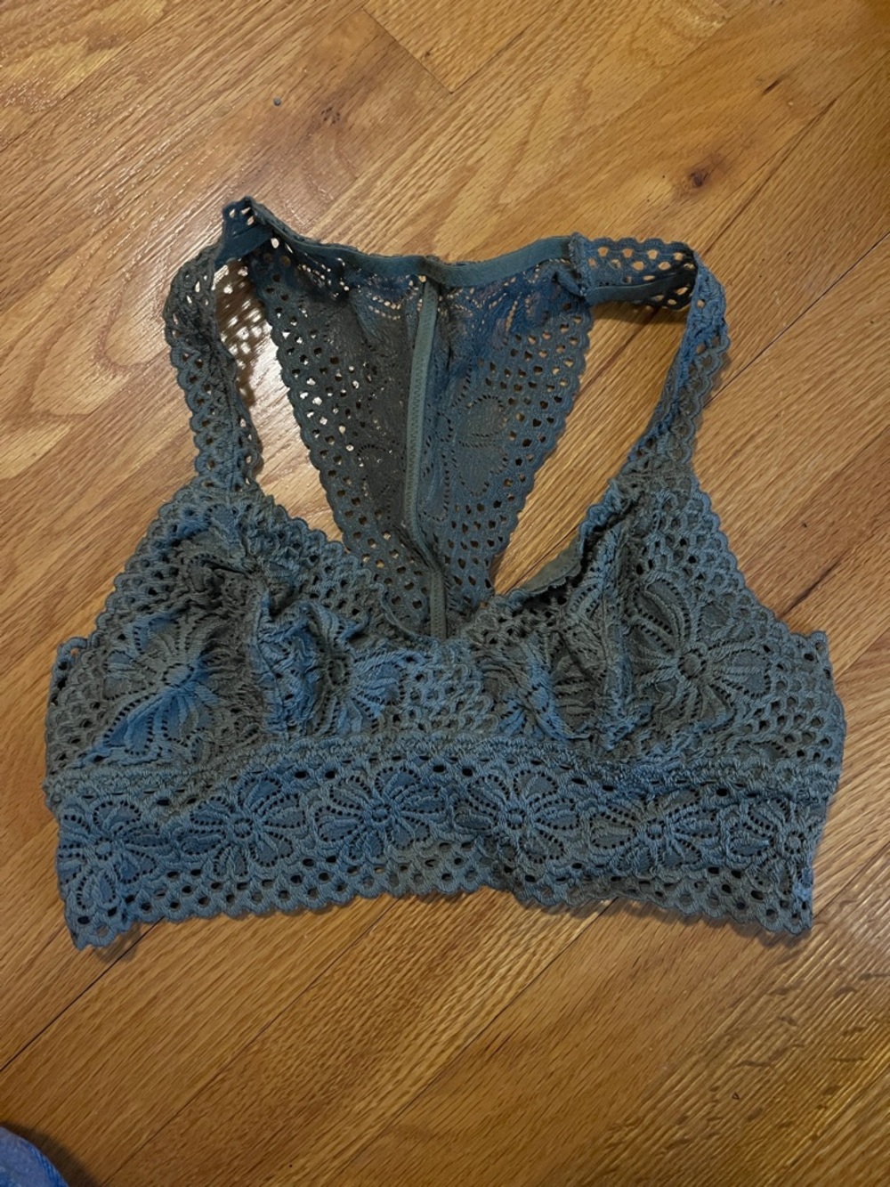 Lace Crochet Racerback Bralette - Olive Green